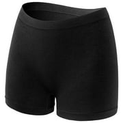 Women's Basic Solid Cotton High Rise Bike Shorts Black 2XL